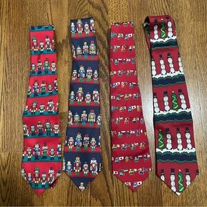 Save‎ the Children Christmas Holiday Red Blue Silk Ties Qty 4